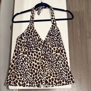 Brown and White Halter Top